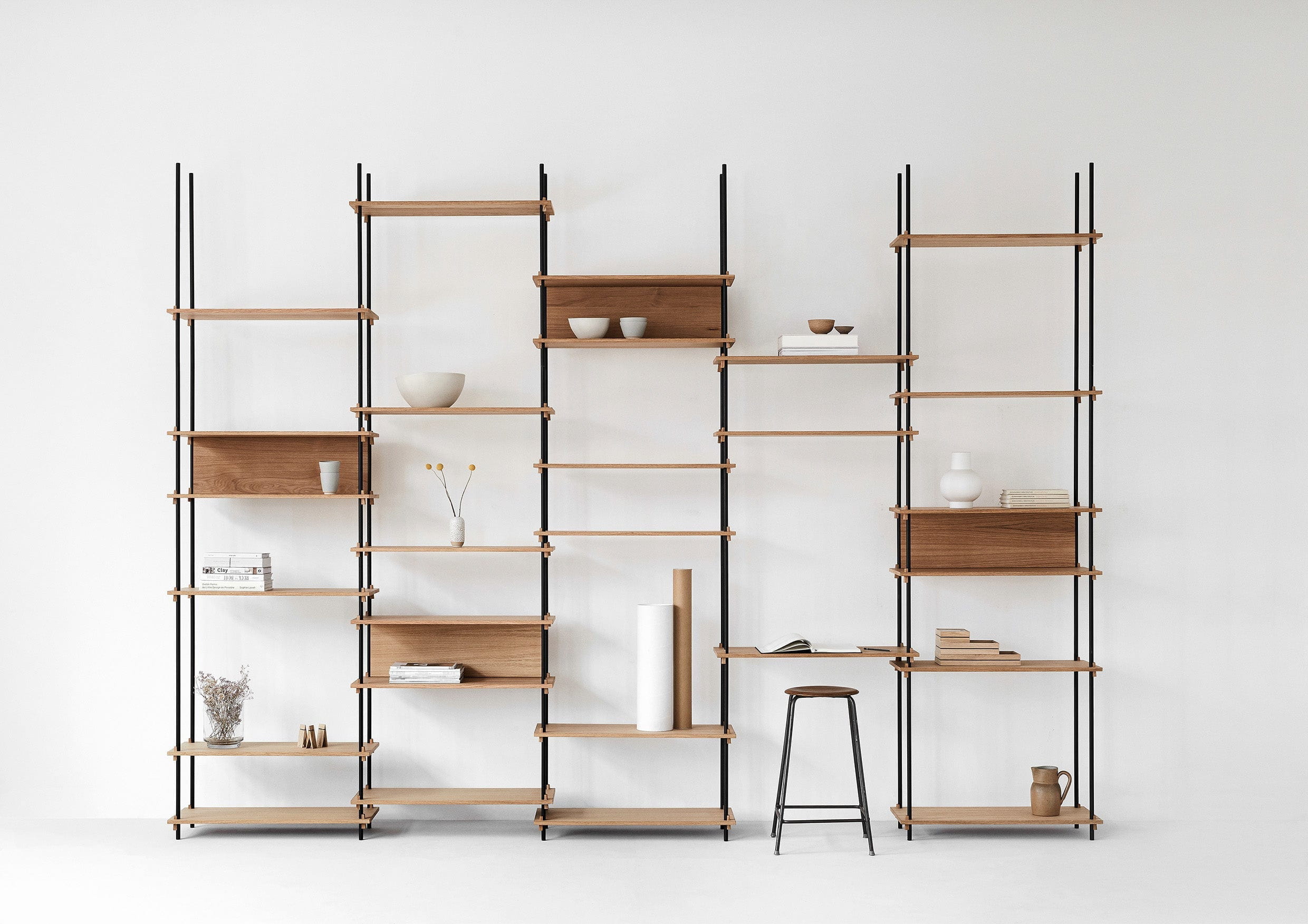 Moebe Shelving System S.255.2.A, Oak/Black