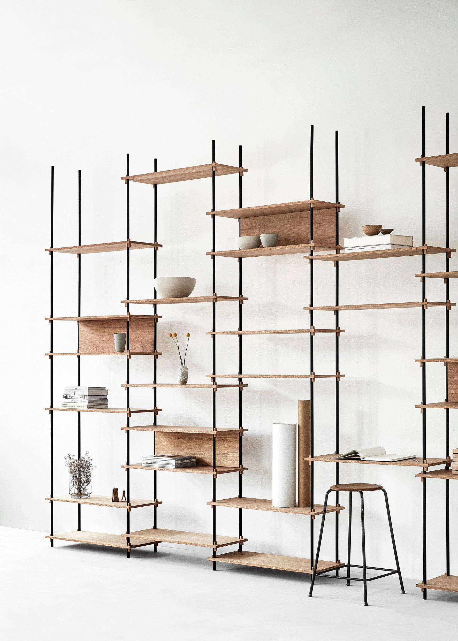 Moebe Shelving System S.255.2.E, Oak/Black