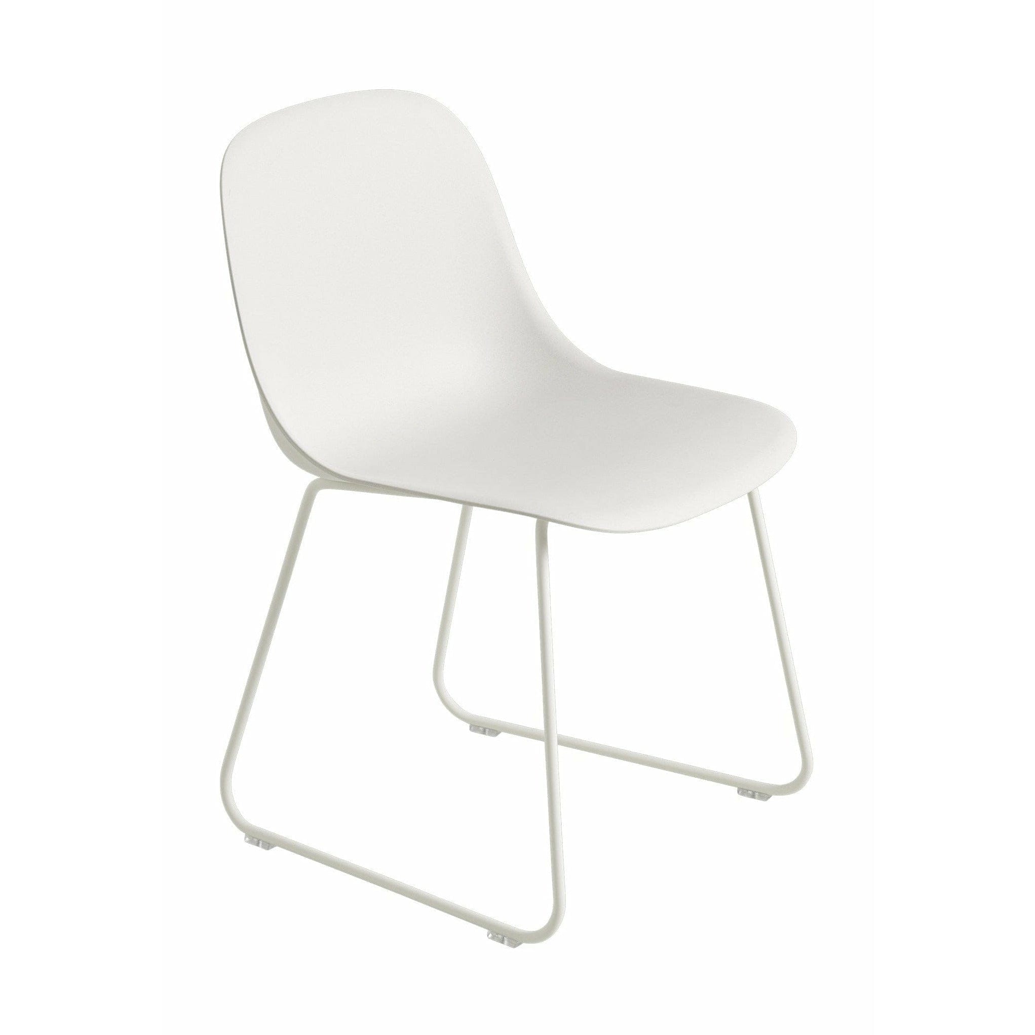 Silla lateral de fibra muuto hecha de base de trineo de plástico reciclado, blanco/blanco natural