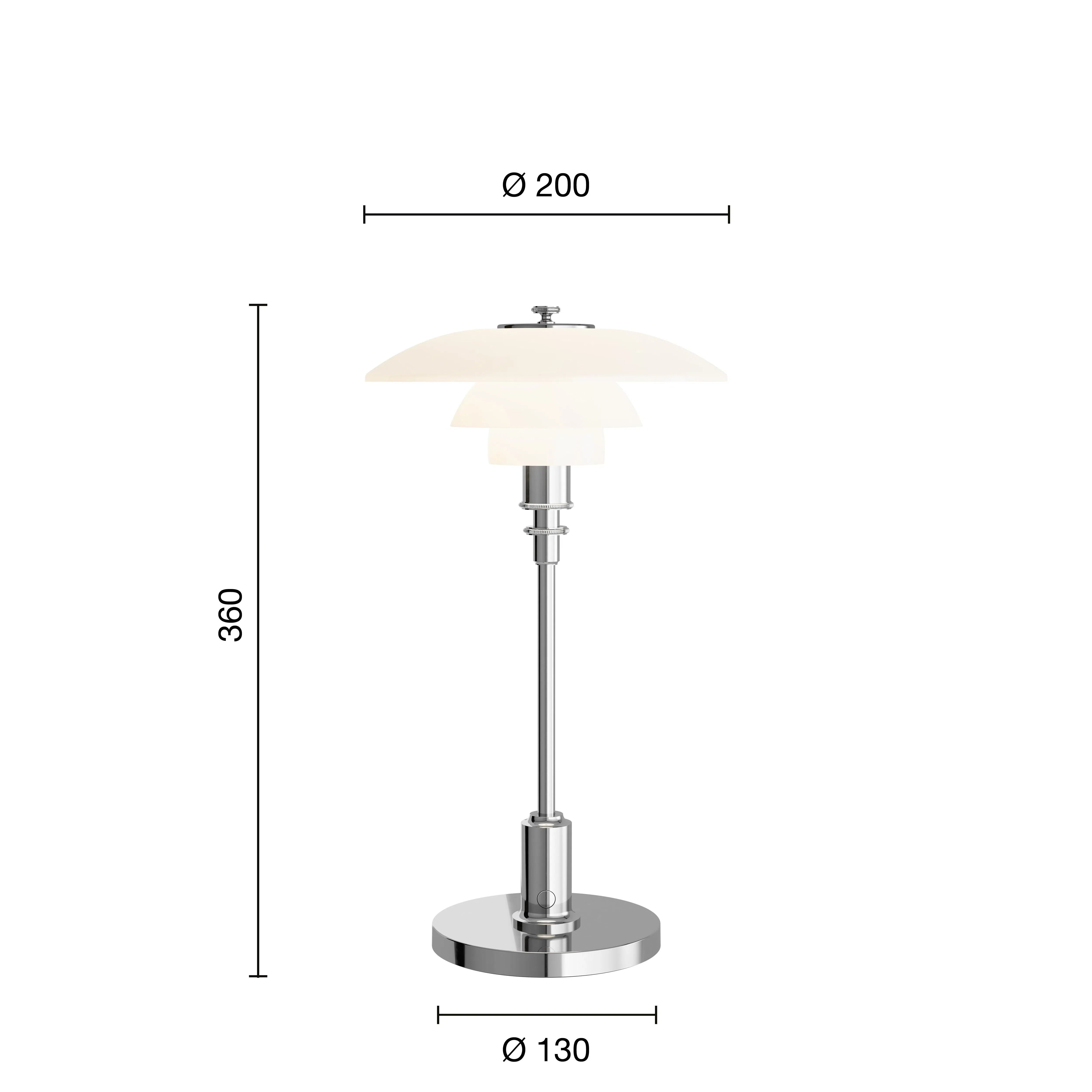 Louis Poulsen PH 2/1 lampe de table portable, Chrome