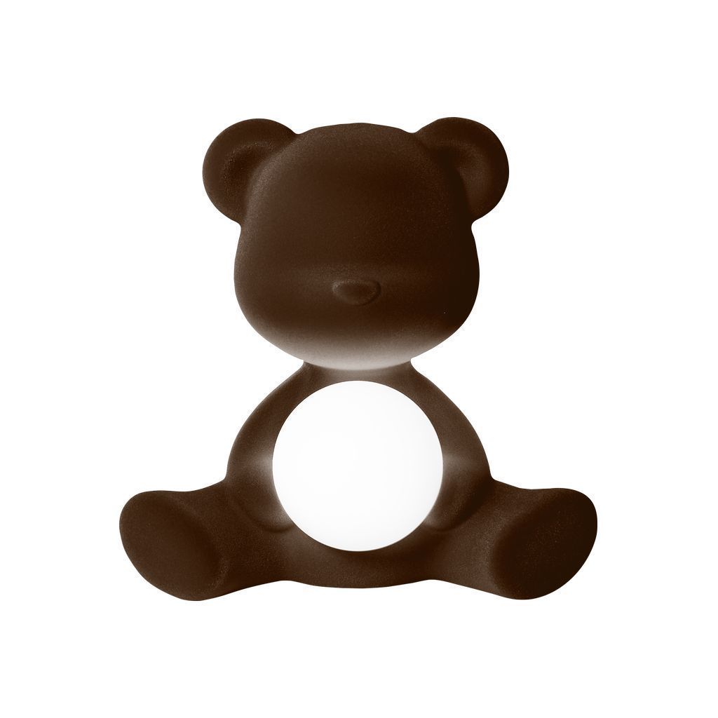 QEEOOO TEDDY GIRL LED RECHARGable Table Table Lampe finale en velours, brun foncé