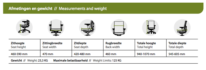 Ergonomische bureaustoel 320 Comfort (n) en 1335