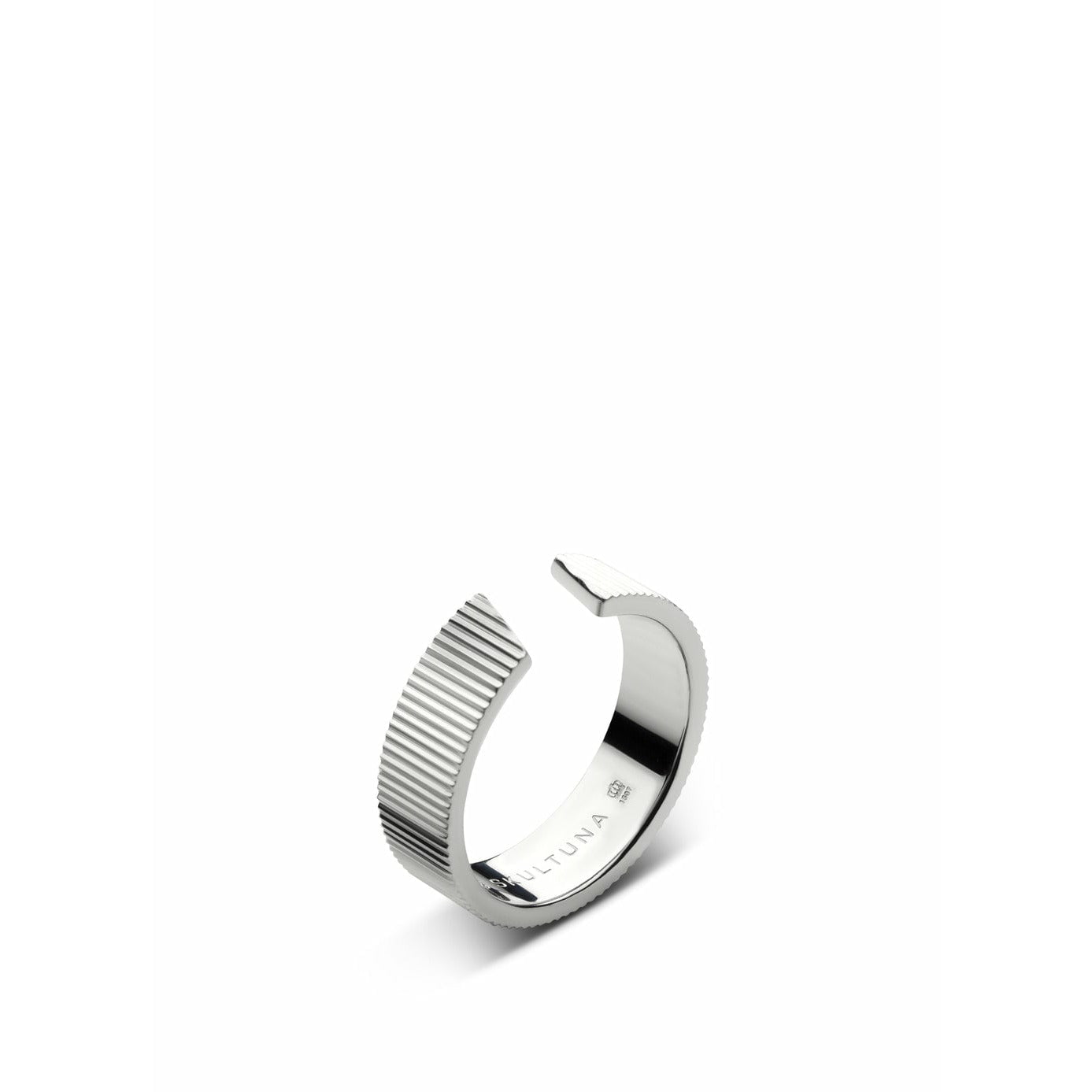 Skultuna Ribbed Ring bredt lille poleret stål, Ø1,6 cm