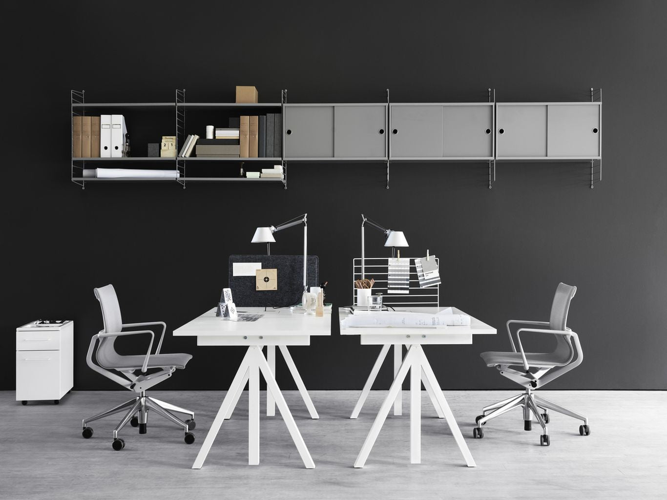 Muebles de cuerda Altura Tabla de trabajo ajustable 90x180 cm, laminado blanco
