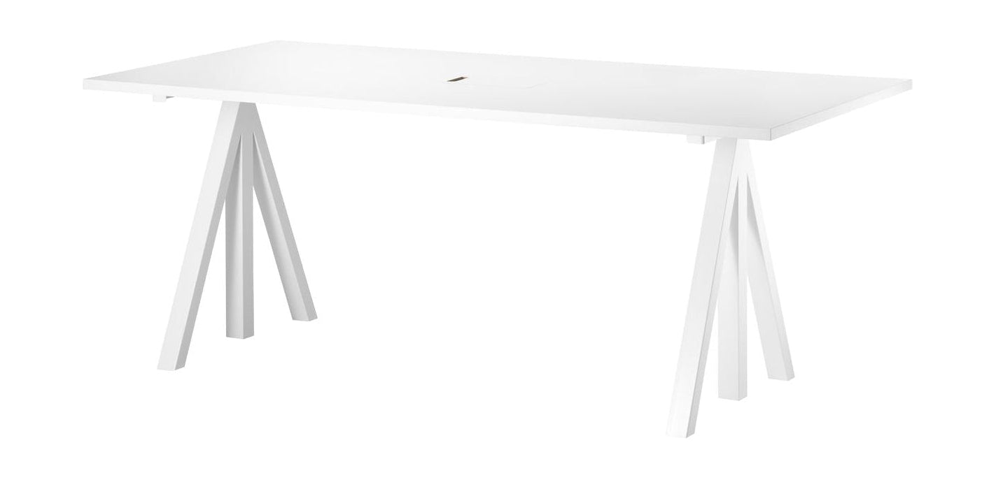 Tableau de travail réglable de la hauteur des meubles de cordes 90x180 cm, stratifié blanc