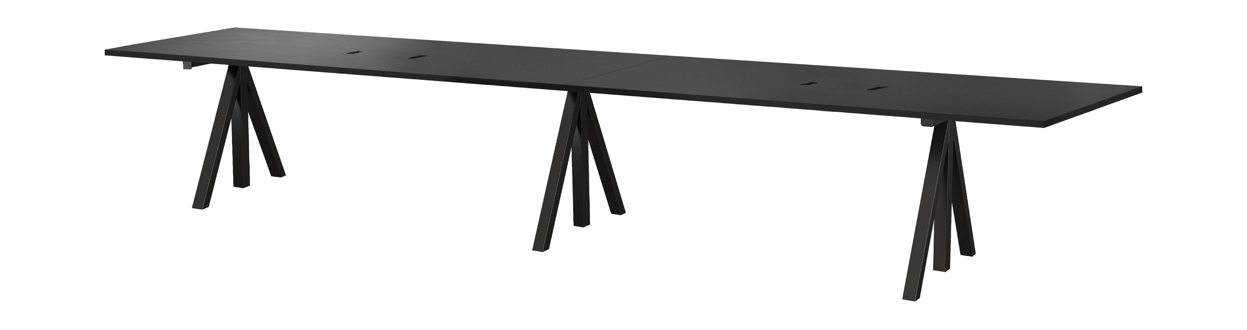 Tabla de conferencia ajustable de altura de muebles de cuerda 90x180 cm, negro/negro
