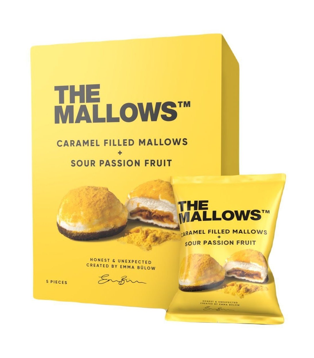 Die Mallows Marshmallows mit Karamellfüllung sauer Passionsfrucht, 55g