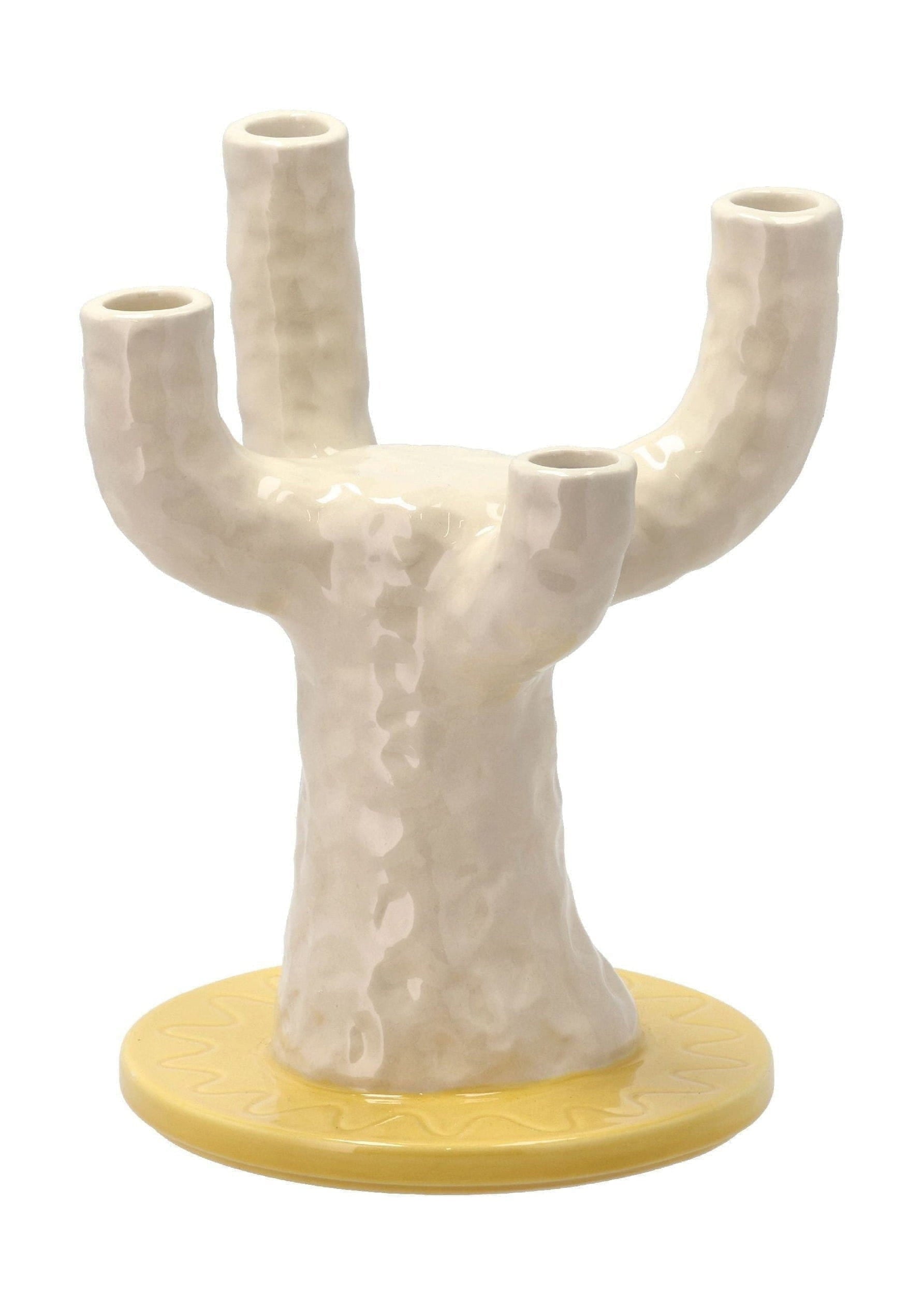 Villa Collection Styles Candle Holder, gul/hvid