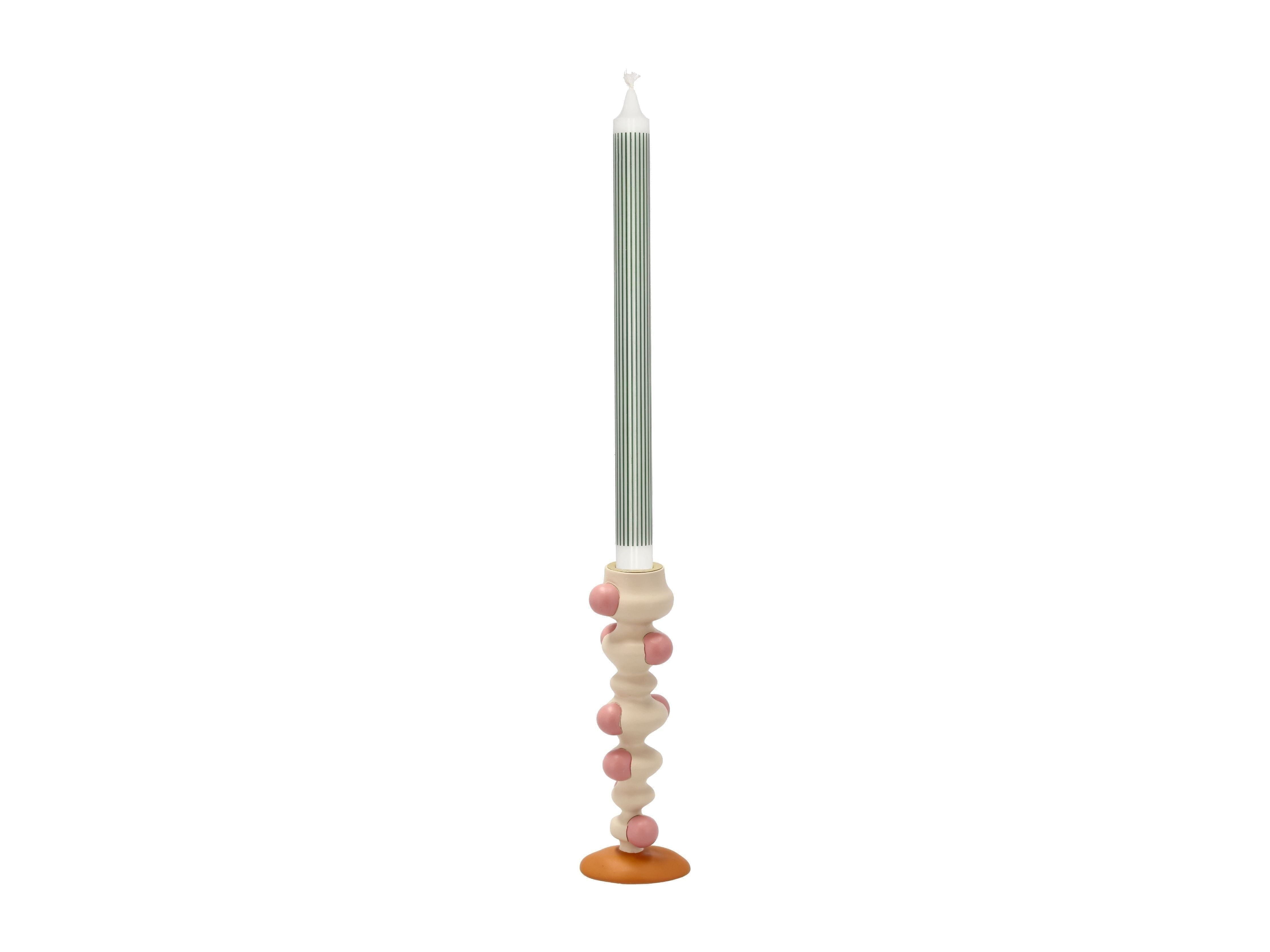 Villa Collection Styles Candle Holder med prikker, Offwhite/Pink