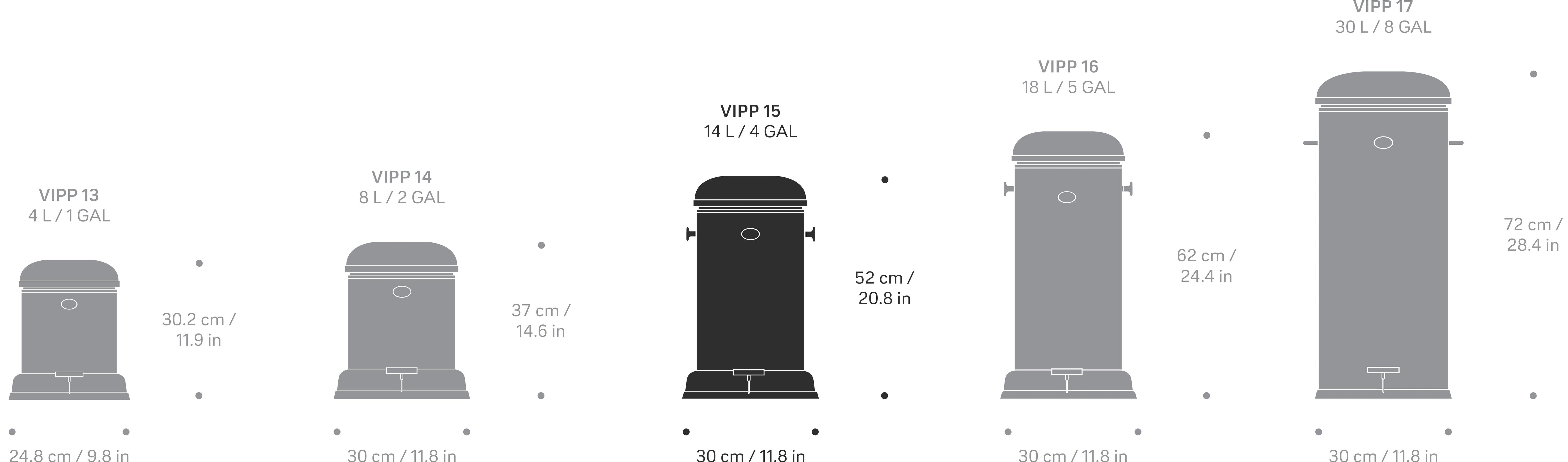 VIPP 15 Pedalbehälter 14 Liter, weiß
