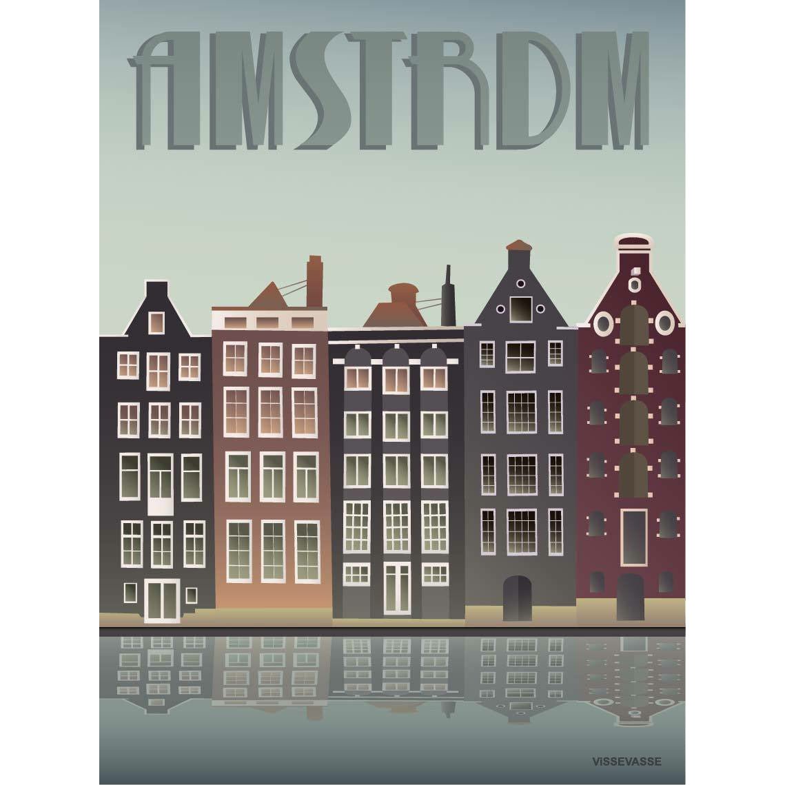 Vissevasse Amsterdam Canal Houses Plakat, 50 X70 Cm