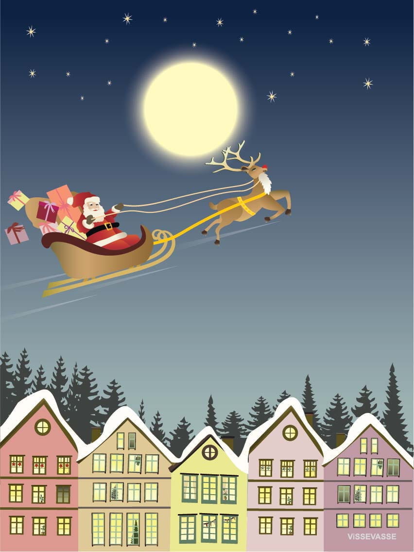 Affiche Vissevasse Santa & Rudolf, 30x40 cm