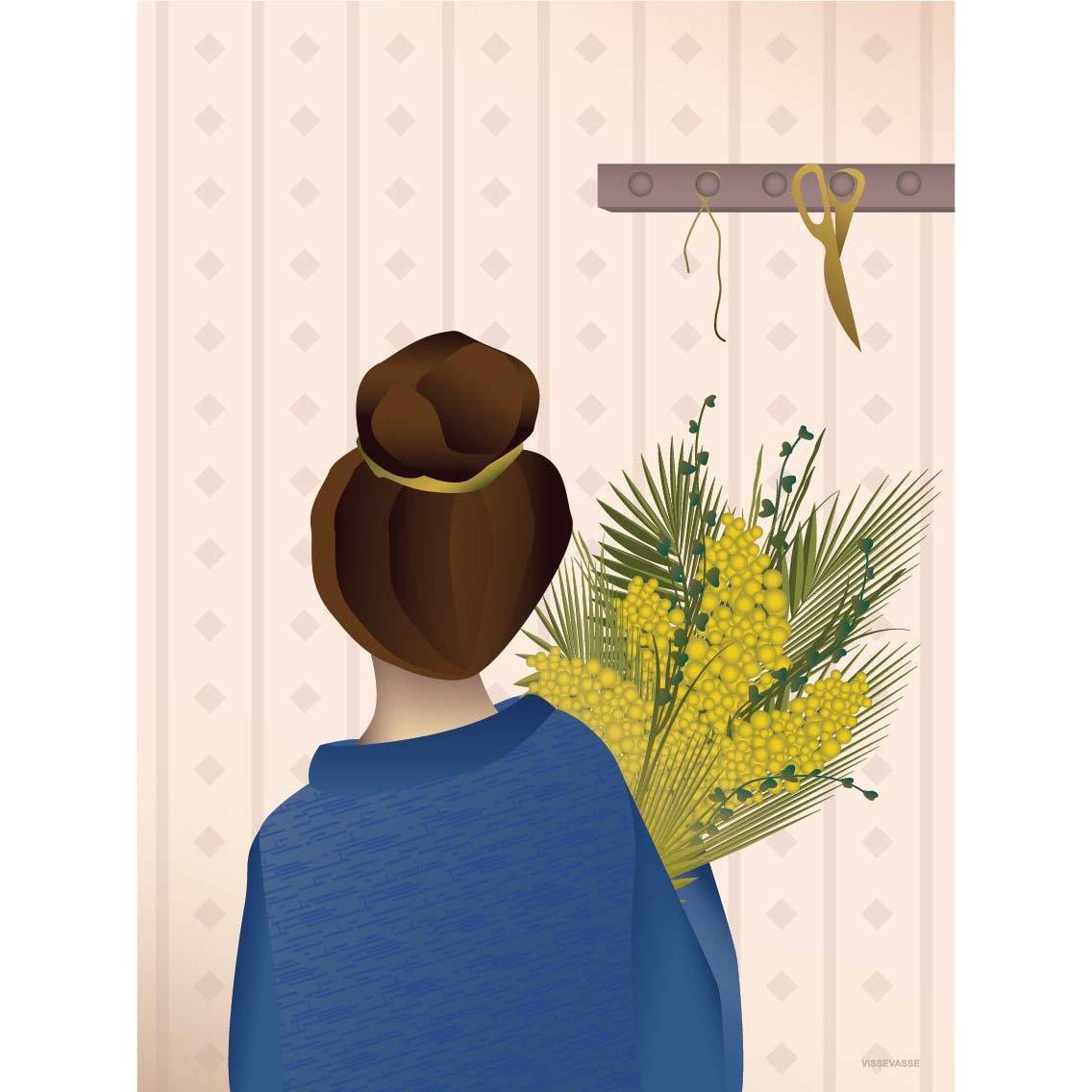 Vissevasse -meisje met boeketposter, 15x21 cm