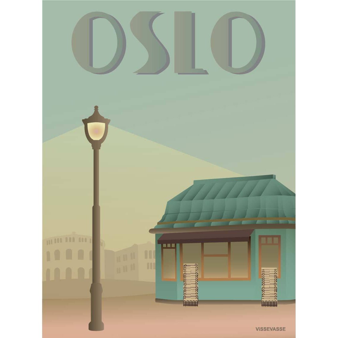 Vissevasse Oslo News -Stand Poster, 15 x21 cm