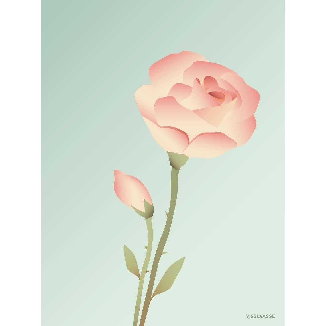 Vissevasse Rose Greeting Card 15 x21 cm, hortelã