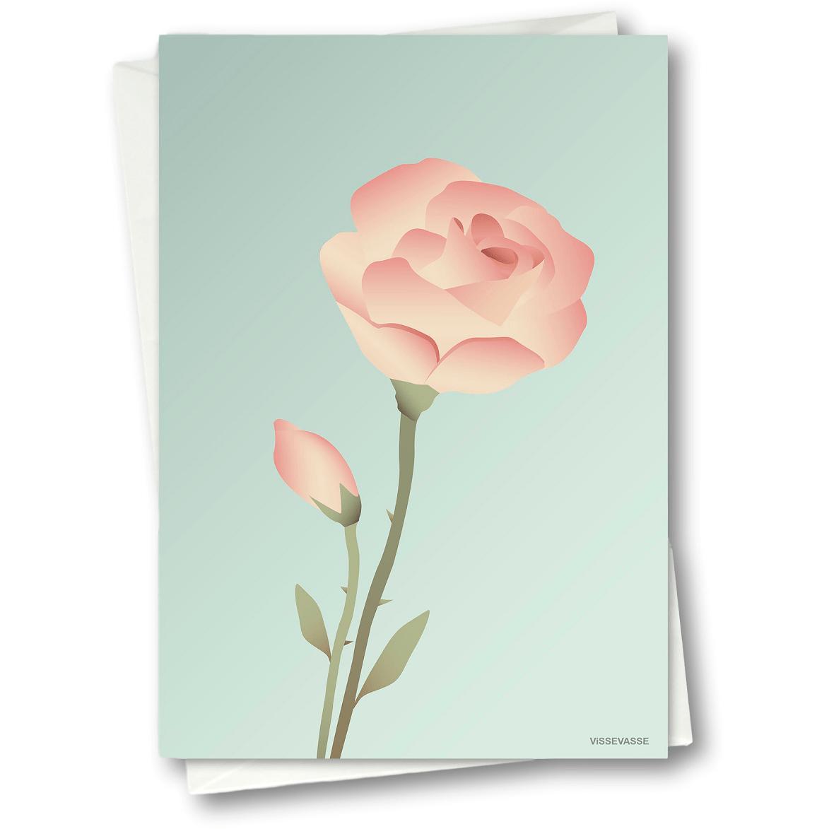 Carte de voeux Vissevasse Rose 15 x21 cm, menthe