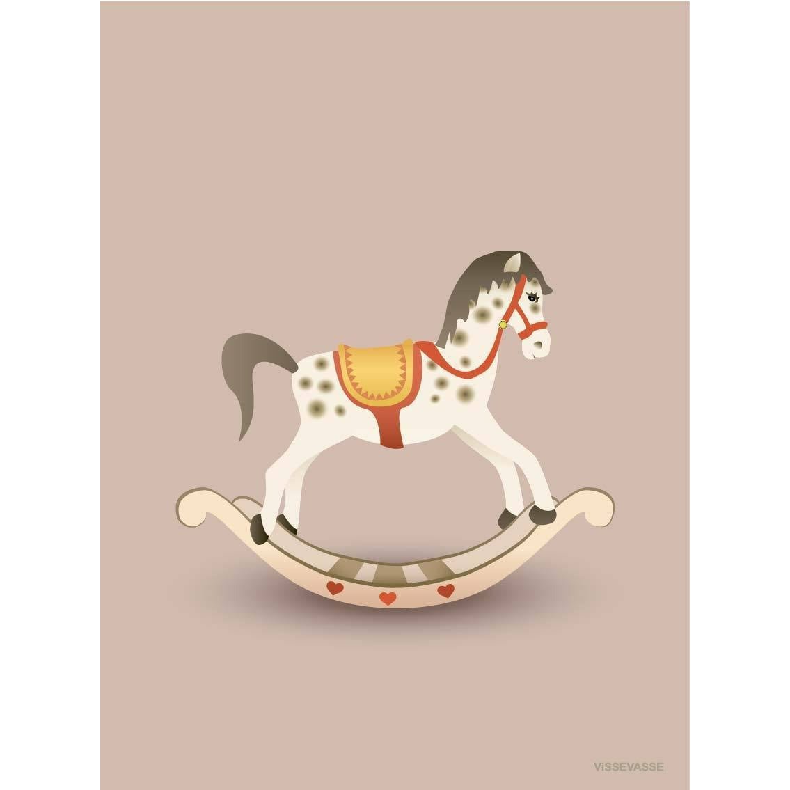 Vissevasse Rocking Horse Poster 30 X40 Cm, Pink