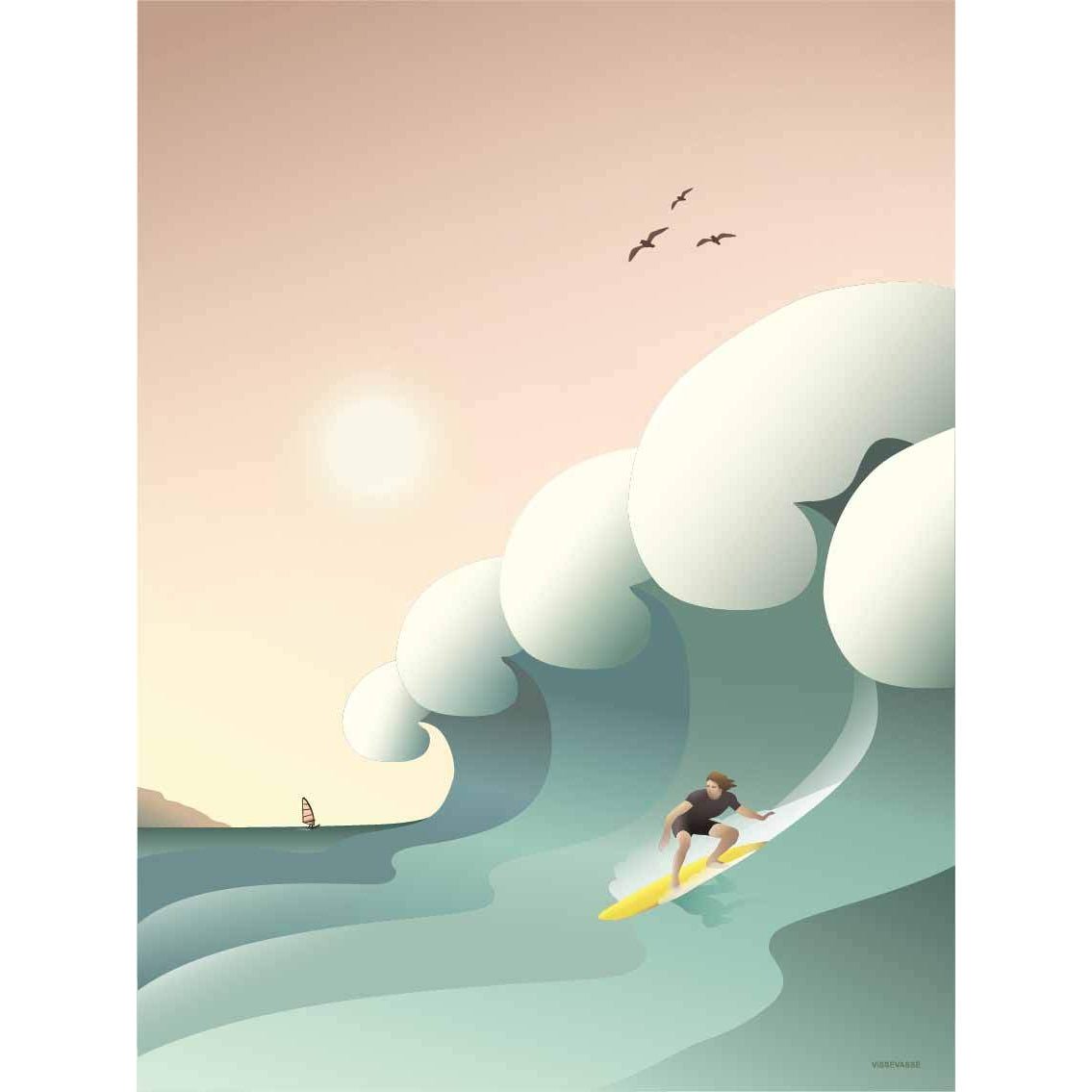 Vissevasse -Surfer -Poster, 15 x21 cm