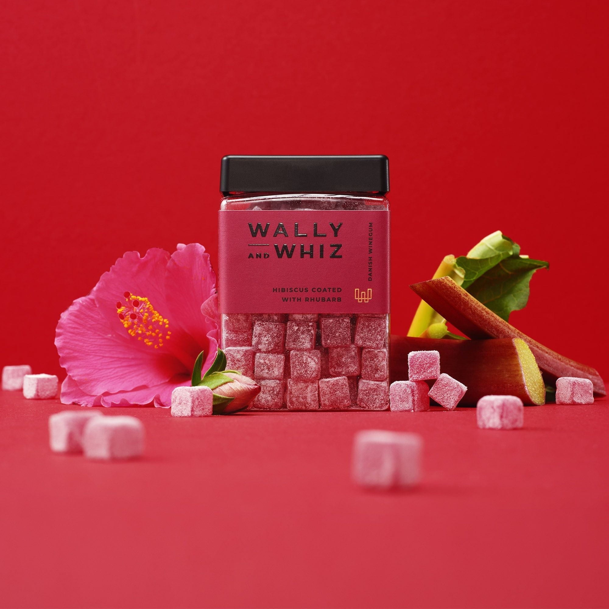 Wally et Whiz Wine Gum Cube, Hibiscus avec rhubarbe, 240g