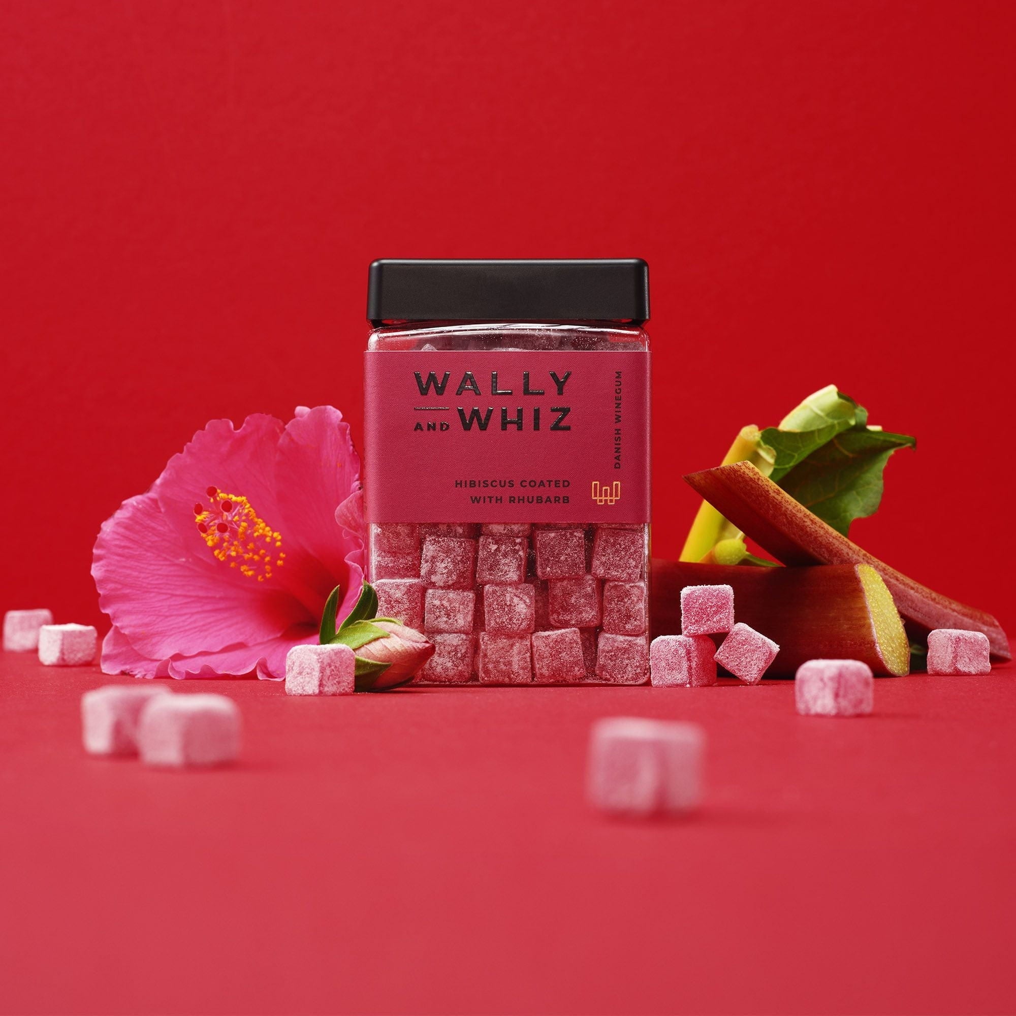 Wally und Whiz Wine Gum Cube, Hibiskus mit Rhabarber, 240g