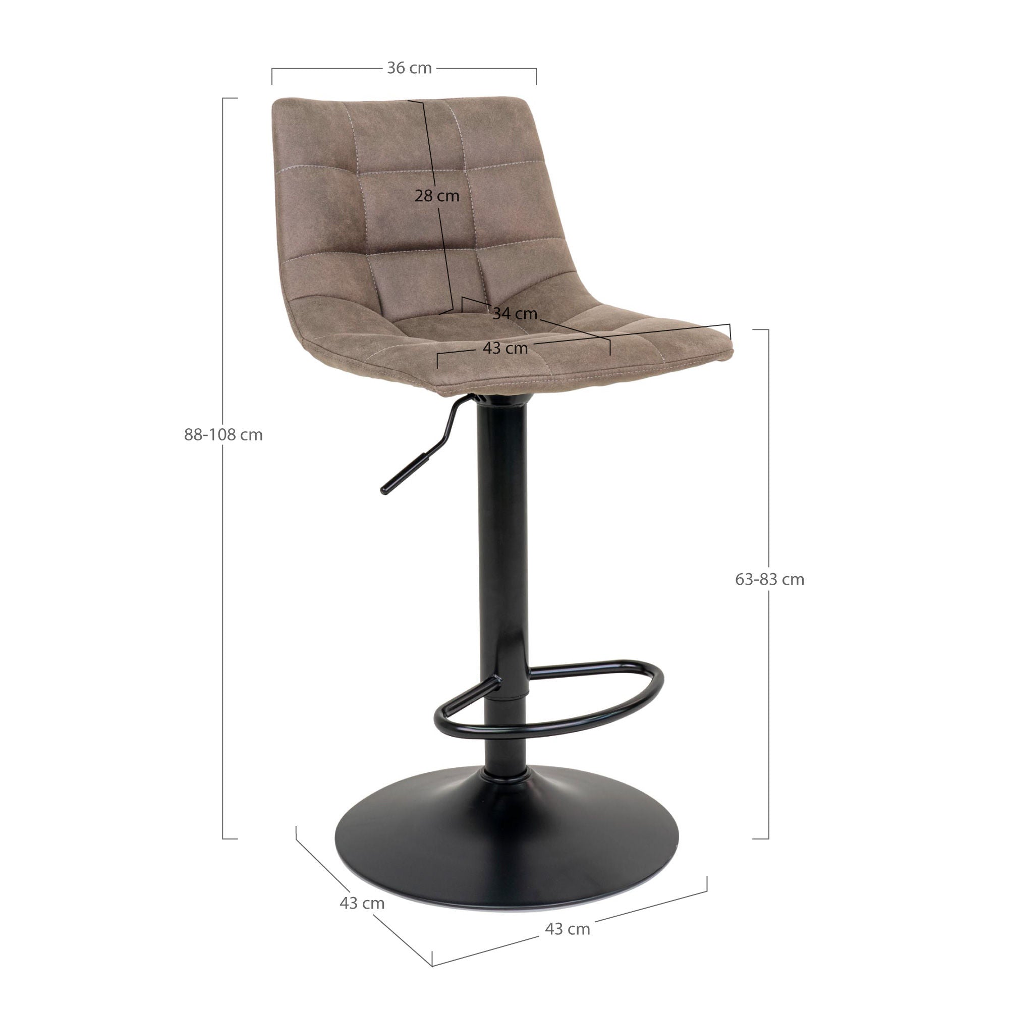 House Nordic Middelelart Bar Chair - Sæt på 2