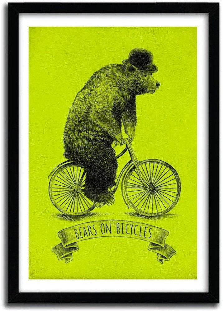 [product_category]-Affiche BEARS ON BICYCLES by Eric Fan-Magenta Raspberry-1