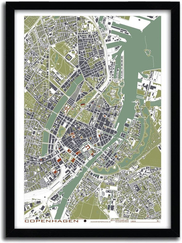 [product_category]-Affiche Copenhague engraving by PLANOS URBANOS-Magenta Raspberry-1