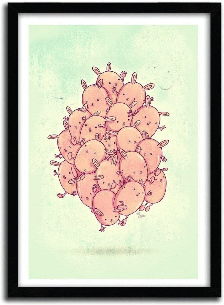 [product_category]-Affiche CUTE BUNNIES by MIKE KOUBOU-Magenta Raspberry-1