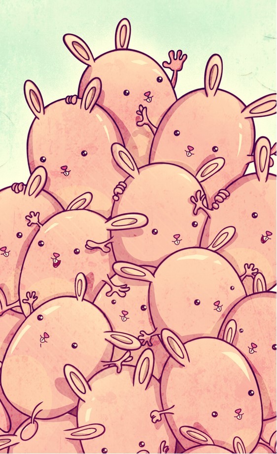 [product_category]-Affiche CUTE BUNNIES by MIKE KOUBOU-Magenta Raspberry-2