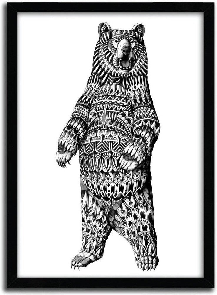 [product_category]-Affiche ORNATE GRIZZLY BEAR BY BIOWORKZ-Magenta Raspberry-1