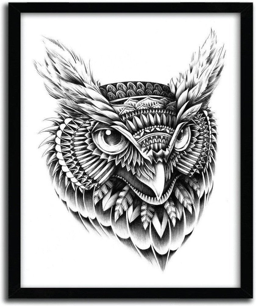 [product_category]-Affiche ORNATE OWL HEAD BY BIOWORKZ-Magenta Raspberry-1