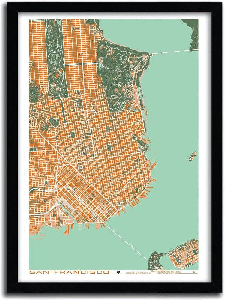 [product_category]-Affiche San Francisco orange by PLANOS URBANOS-Magenta Raspberry-1