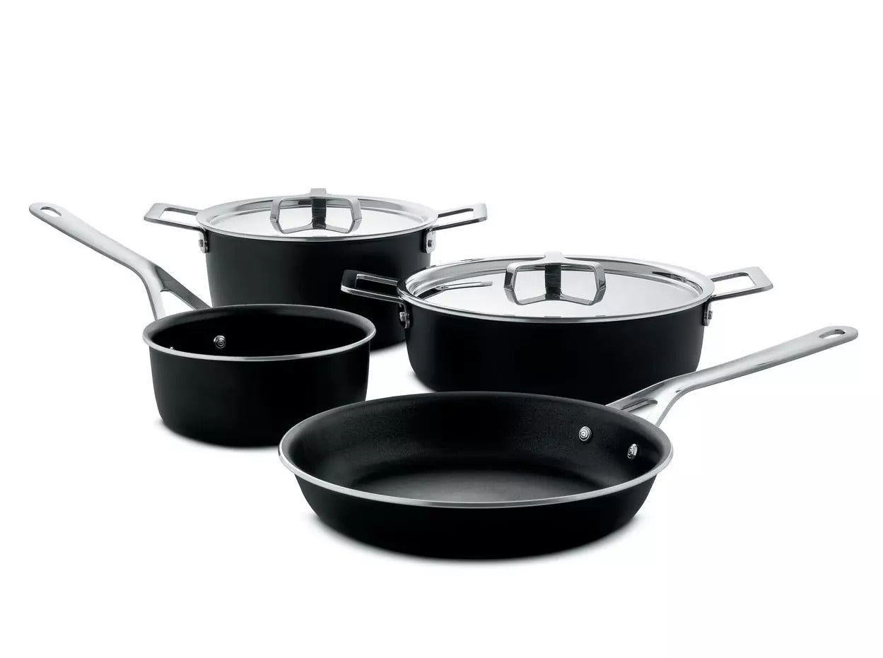 Alessi de 6 piezas ollas y sartenes, negro