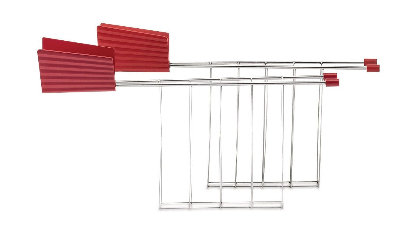 Alessi Plissé -Set von zwei Toaster -Racks, rot