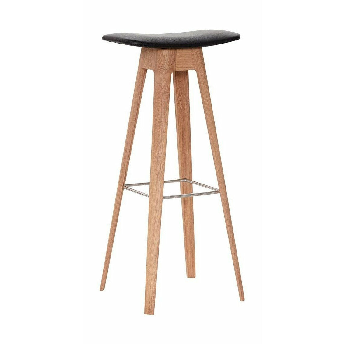 Andersen Furniture Hc1 Tabouret de Bar Chêne, Assise en Cuir Noir, H 80 cm