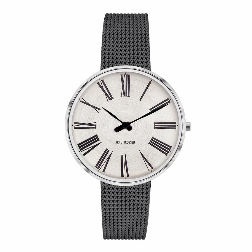 Arne Jacobsen Roman Watch 34 mm, Stahl/Weiß/Grau