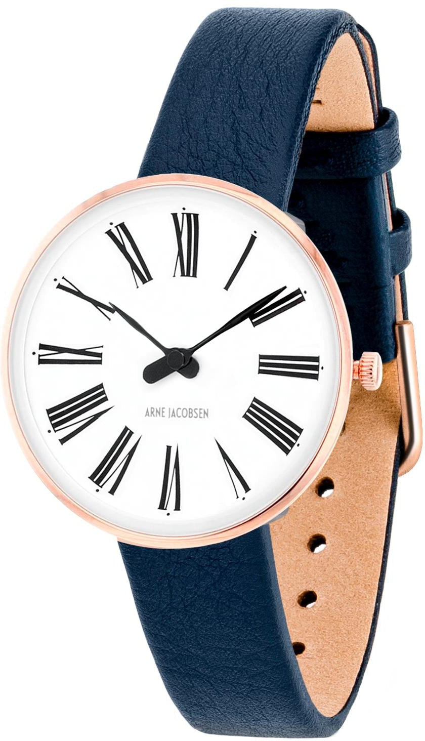 Montre romaine Arne Jacobsen ø30, Rosé/Bleu