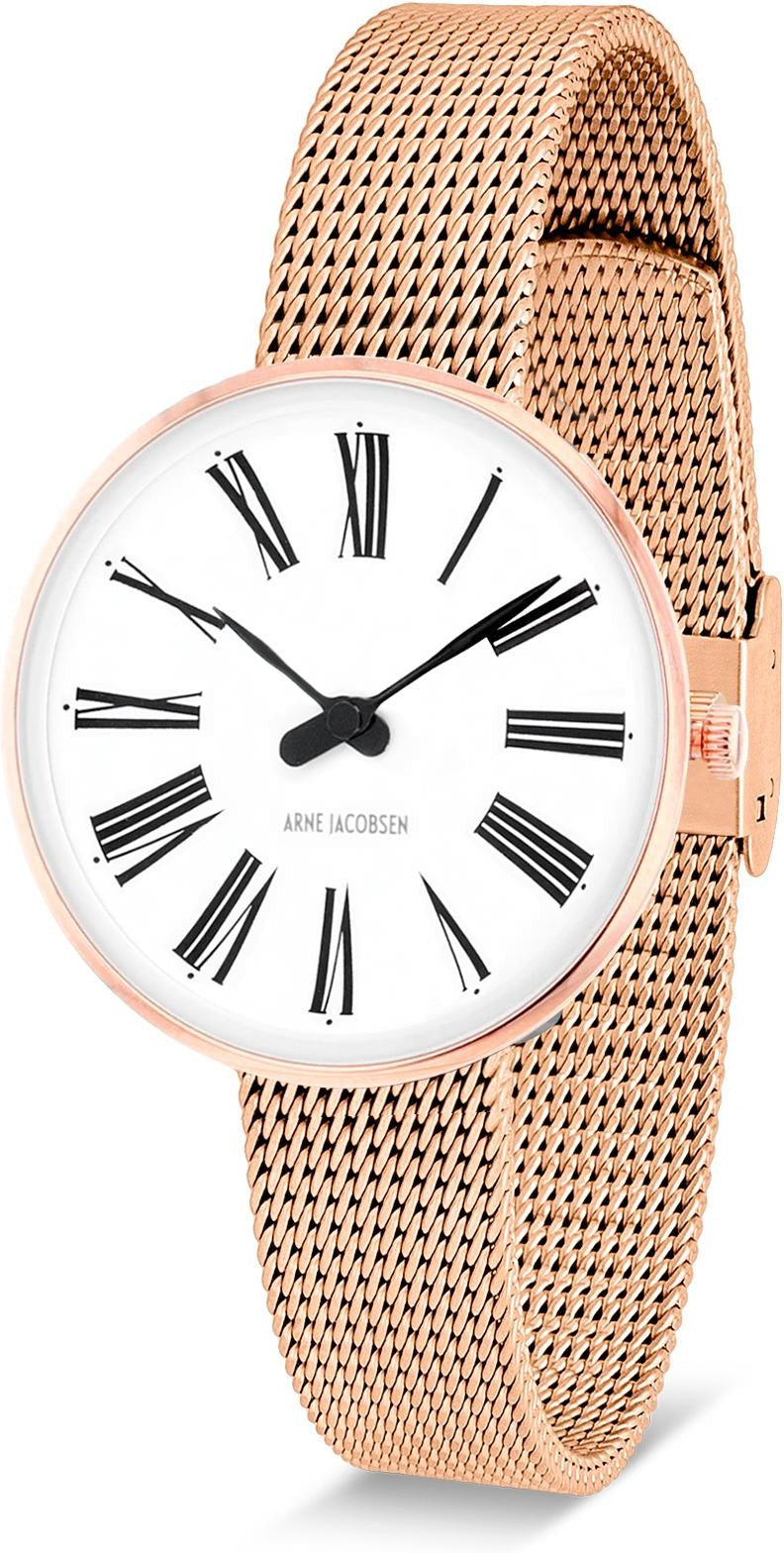 Arne Jacobsen Roman Armbandwatch Ø30, Rosé/ Rosé Mesh