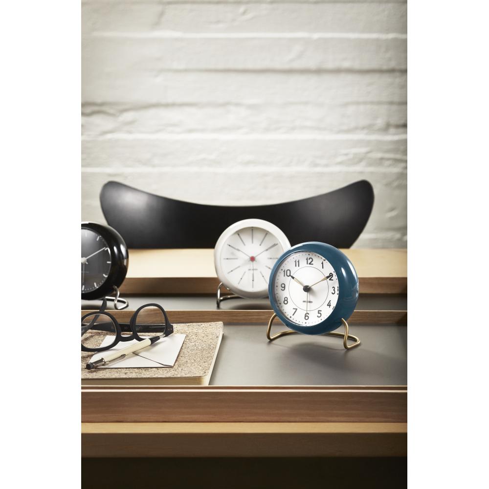 [product_category]-Arne Jacobsen Station Table Clock With Alarm, Petrol-Arne Jacobsen-5709513436782-43678-ARN-3