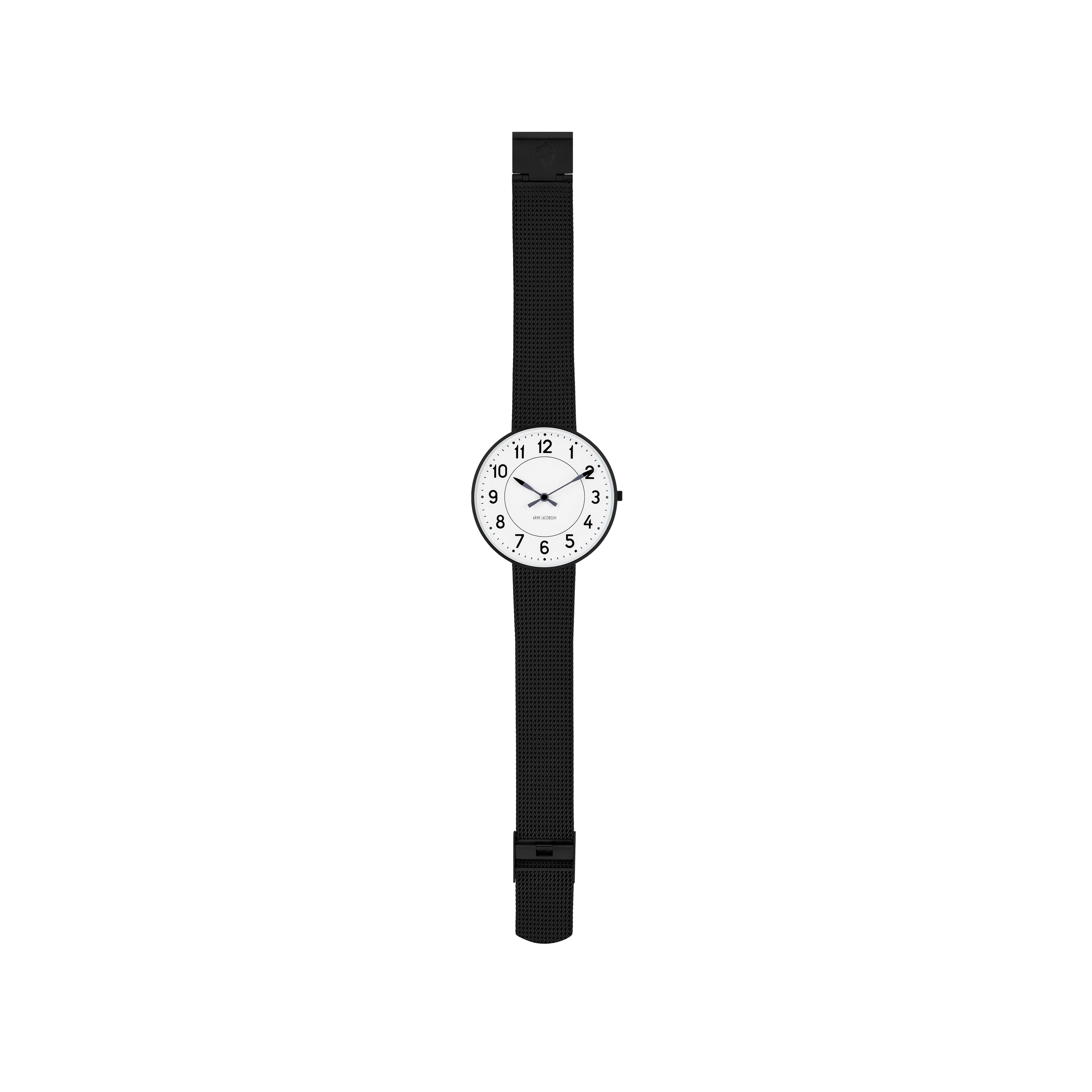 [product_category]-Arne Jacobsen Station Wristwatch ø40, Black/Black Mesh-Arne Jacobsen Watches-5712799018320-3953412mb / 53412-2010-ARN-2