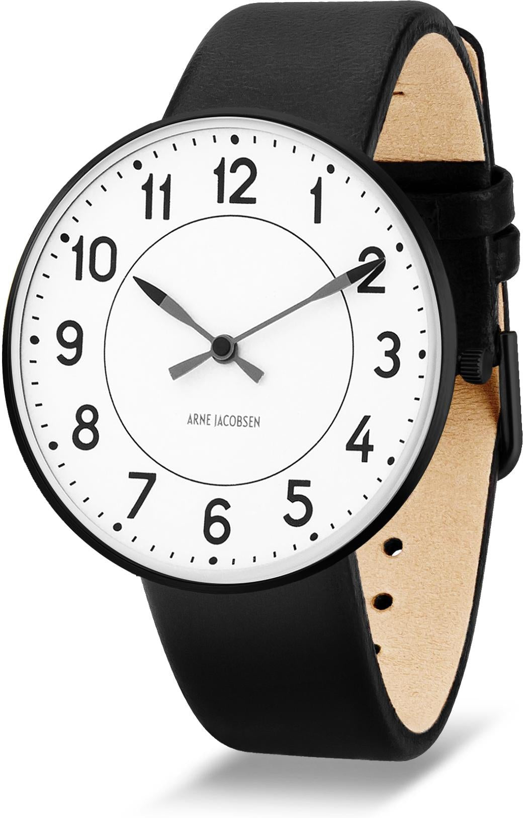 Arne Jacobsen Station Wristwatch ø40, Black/Black