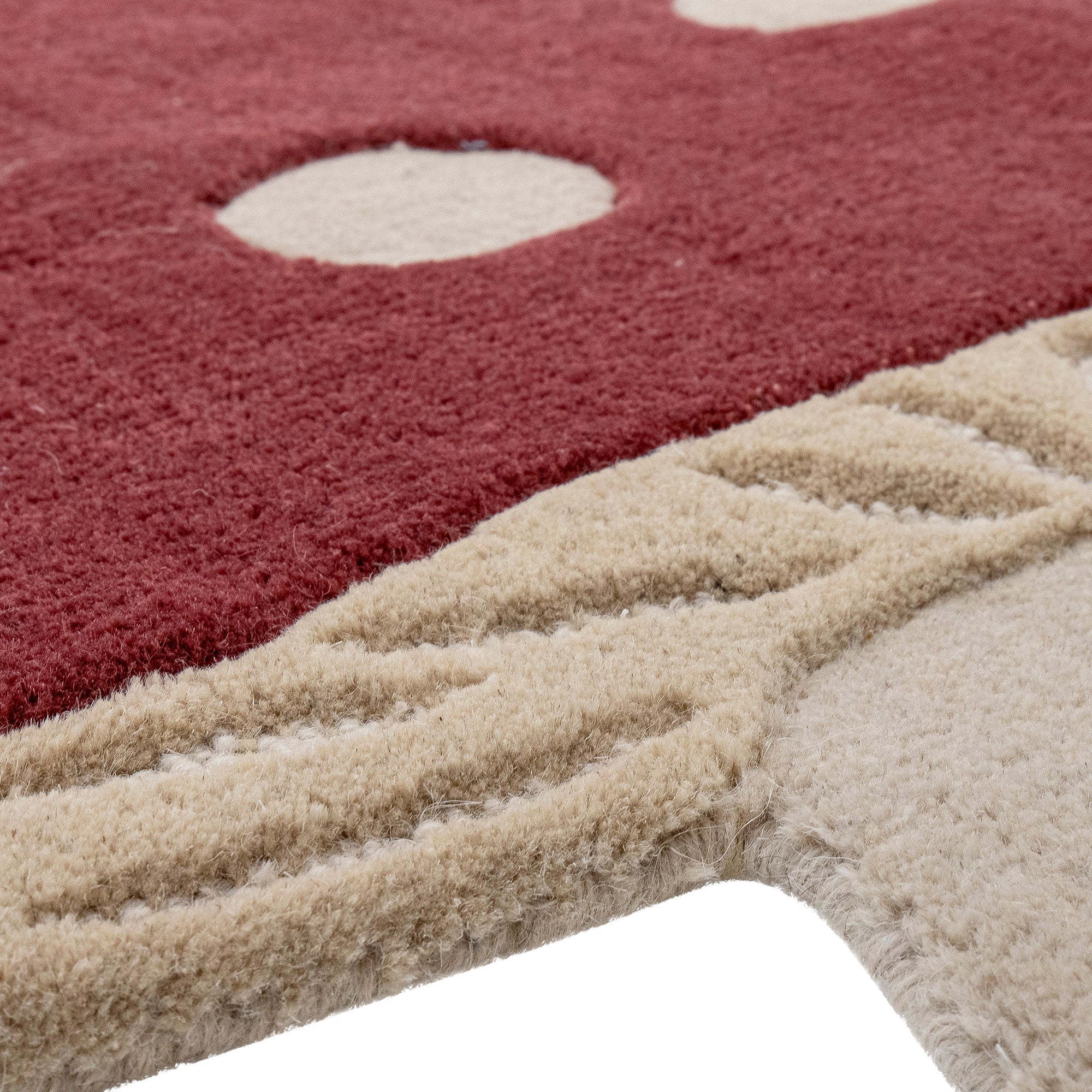 Bloomingville Mini Mushroom Rug, rood, wol