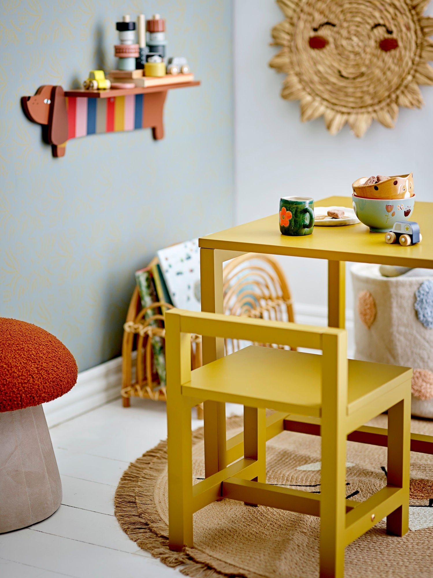 Bloomingville Mini Bertil Pouf, rojo, poliéster