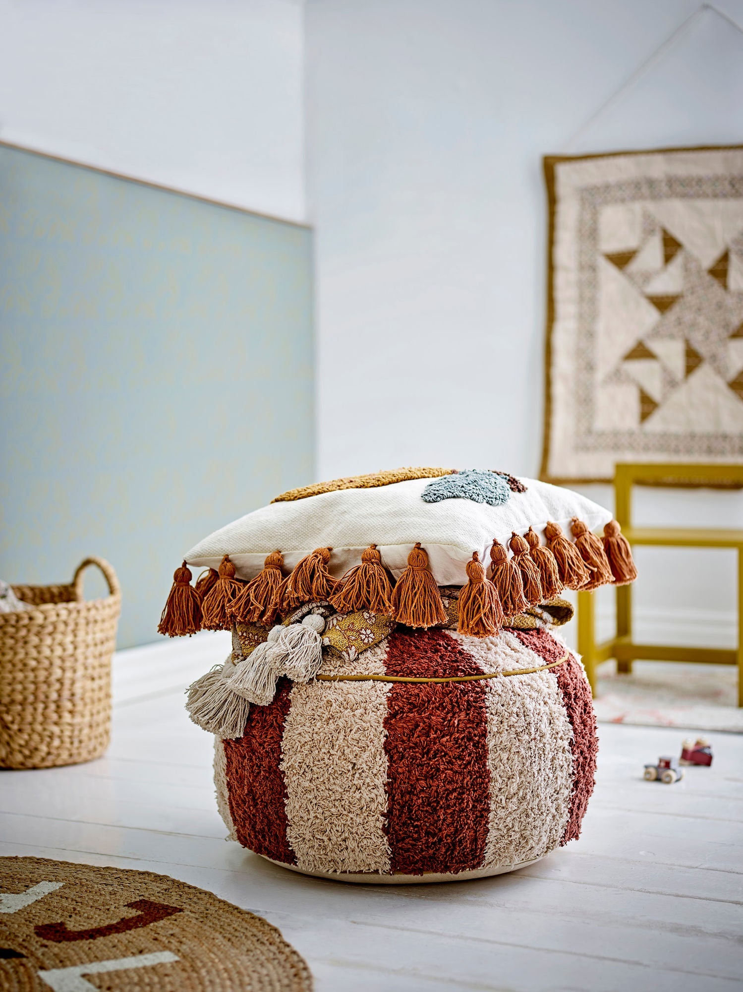 Bloomingville Mini Charoline Pouf, marron, coton