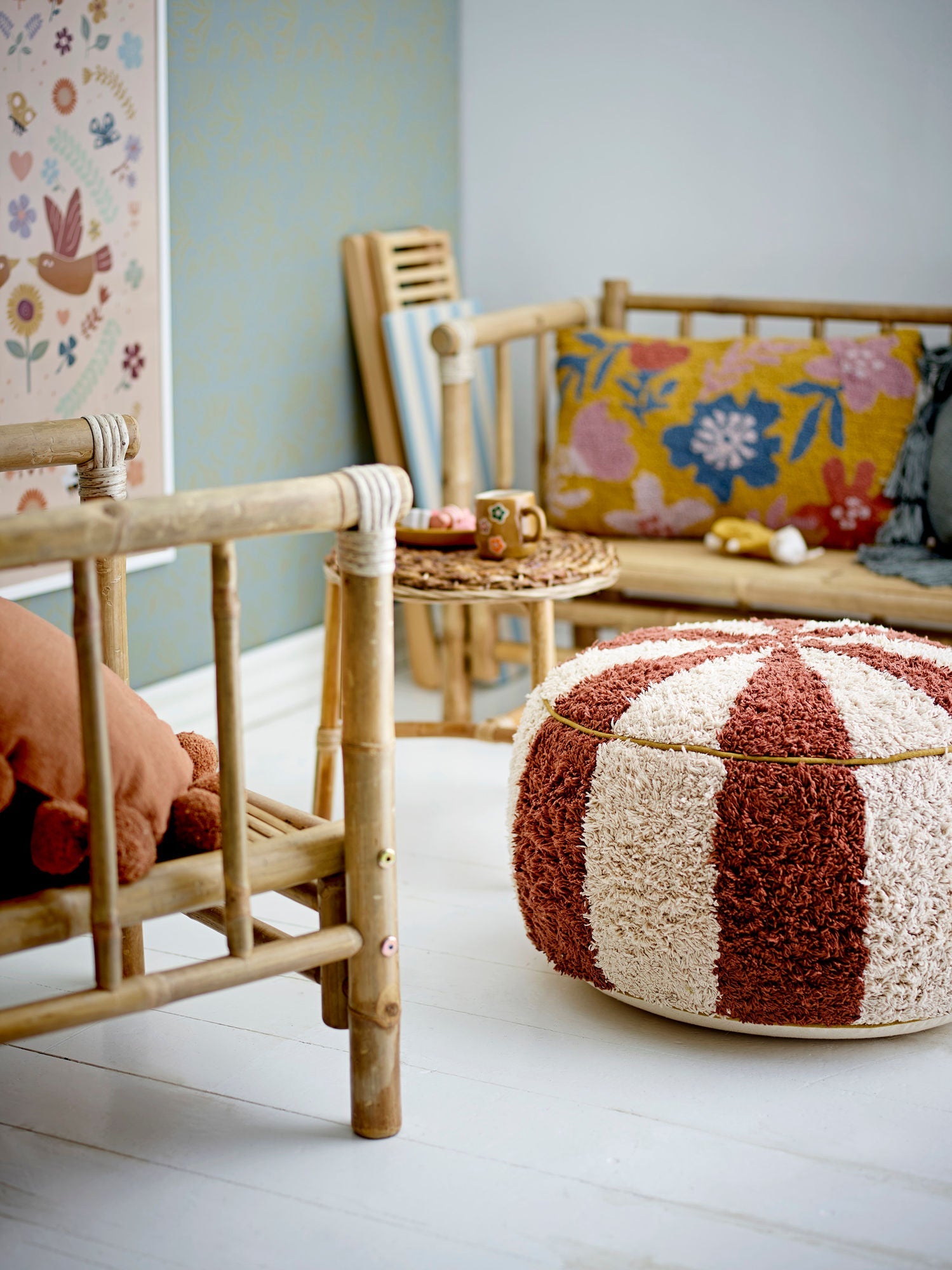 Bloomingville Mini Charoline Pouf, Brown, bomuld