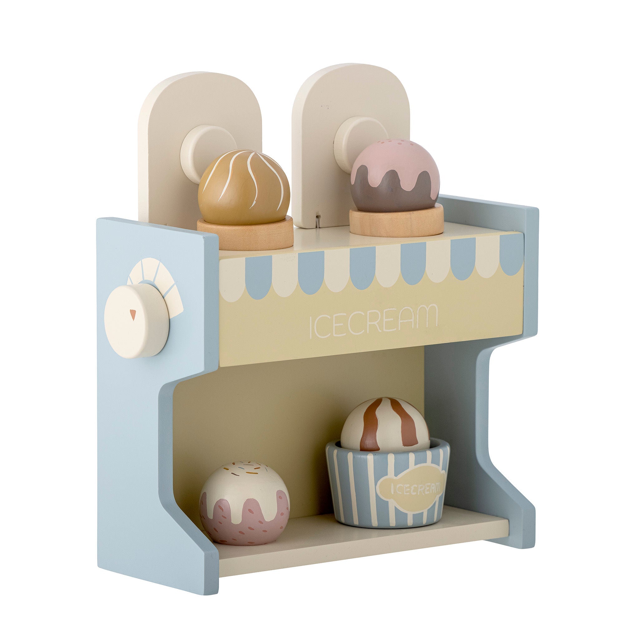 Bloomingville Mini Vallie Toy Ice Cream Stand, bleu, FSC®100%, Lotus