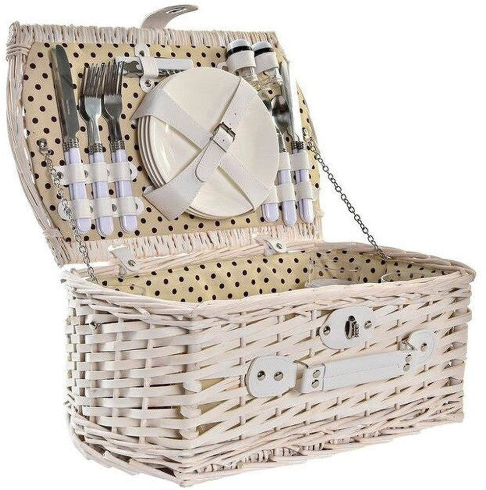 [product_category]-Basket DKD Home Decor wicker Picnic Beige Polyester White (44 x 28 x-Bigbuy-S3036896-1