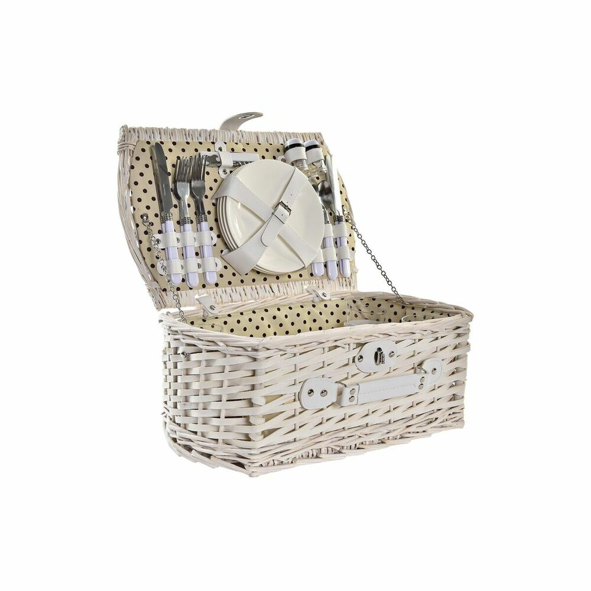 [product_category]-Basket DKD Home Decor wicker Picnic Beige Polyester White (44 x 28 x-Bigbuy-S3036896-2