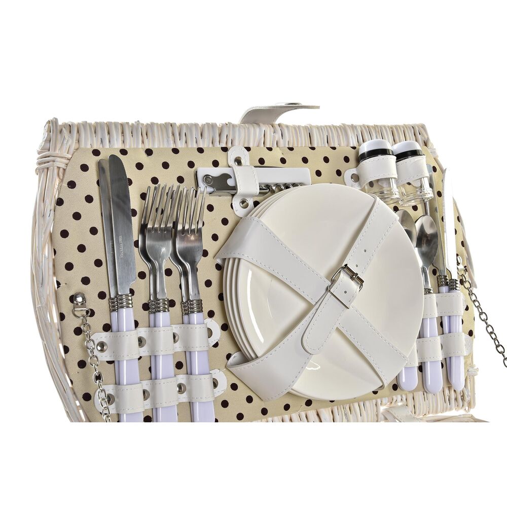 [product_category]-Basket DKD Home Decor wicker Picnic Beige Polyester White (44 x 28 x-Bigbuy-S3036896-3