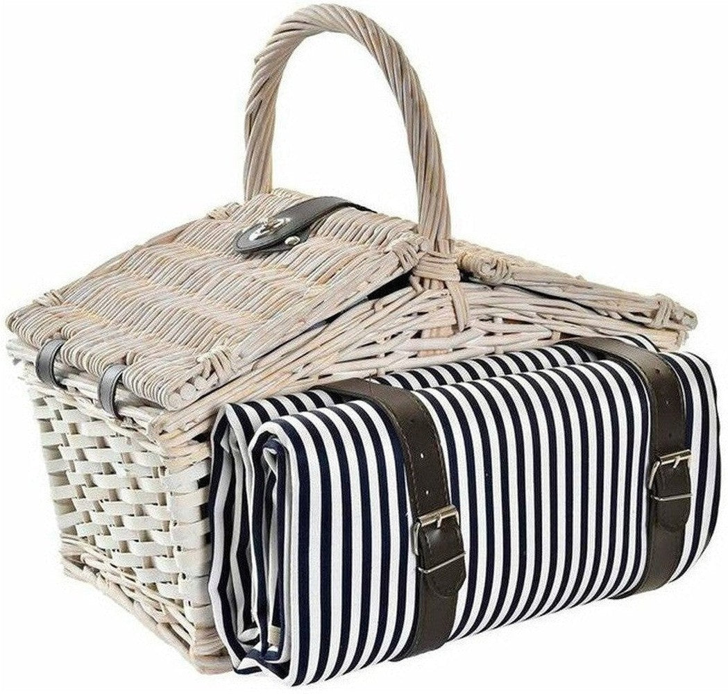 [product_category]-Basket DKD Home Decor wicker Picnic Blue Polyester White (40 x 40 x 42-Bigbuy-S3036895-1